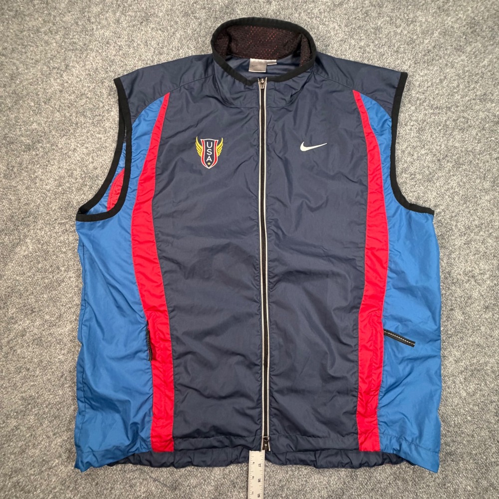Nike USA Track and Field Windbreaker Vest Mens XXL Made In USA Full Zip 0986